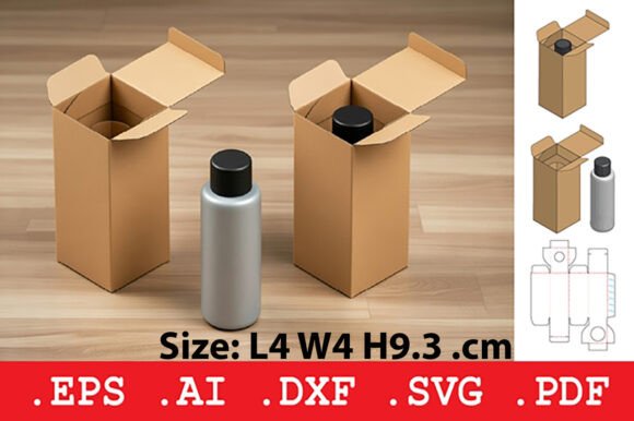 3D SVG Cosmetic Bottle Box with Product Lock for Objects