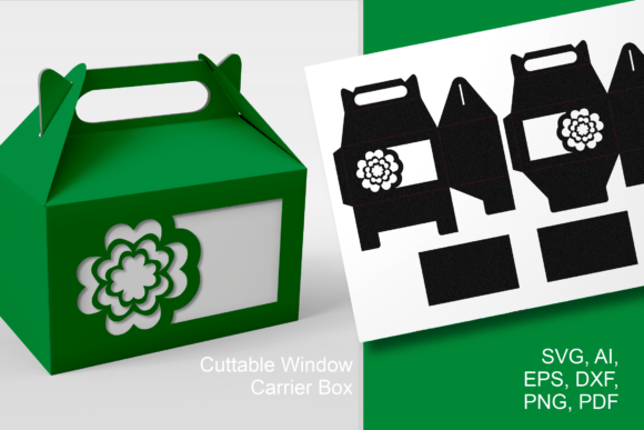 4 Petals Flower 3D SVG: Spring Gable Box Asset