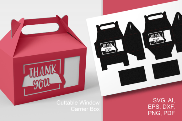 Curly Thank You 2 - Gable Favor Box 3D SVG for Life Events And Celebrations