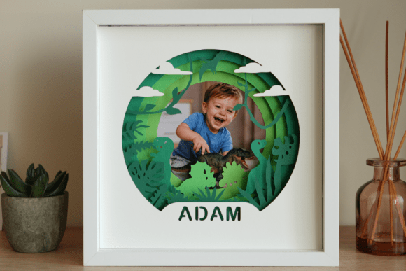 Dino Themed Shadow Box Photo Frame 3D SVG Review