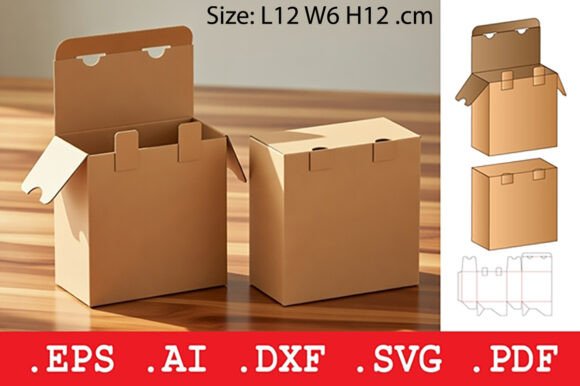 Double Tab Locking Folding Box: 3D SVG Objects