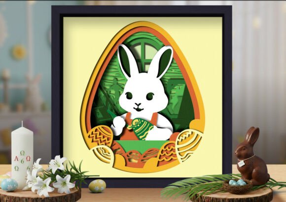 Easter Bunny Painting Egg Shadow Box 3D SVG Review