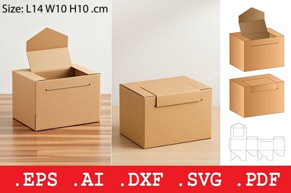 Envelope Flap Cardboard Box Packaging 3D SVG Objects