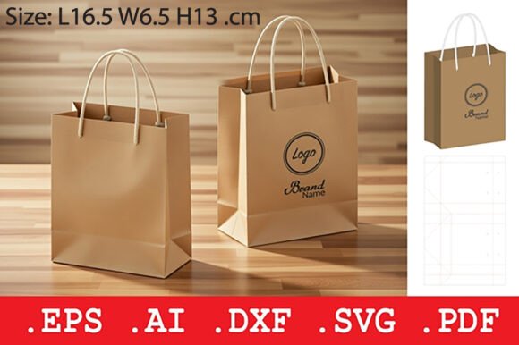 Gusseted Retail Paper Bag with Handles: A 3D SVG Staple for Local Business Branding