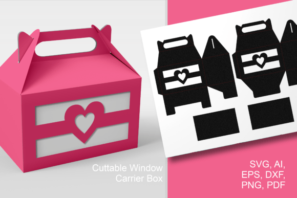 Heart Window Gable Box: 3D SVG for Valentine's Day