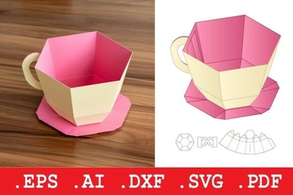 Hexagon Teacup and Saucer Gift Box: A 3D SVG Design with Packaging Charm
