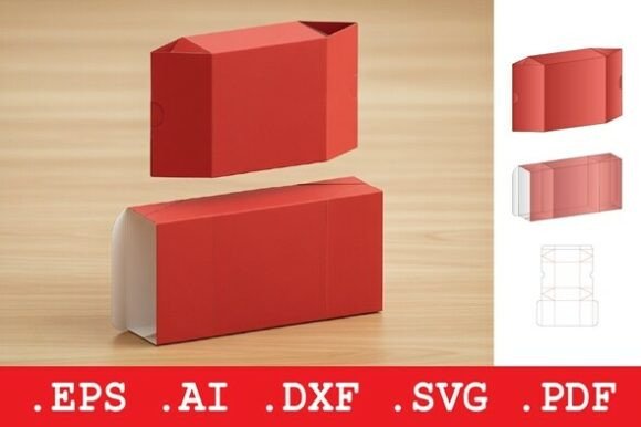 Hexagonal End Cap Rectangular Box: A 3D SVG Design for Modern Branding