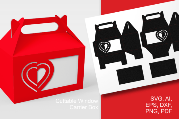 Modern Heart Wide Window 3D SVG for Valentine's Day