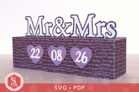 Mr Mrs Treat Box 3D SVG for Gift Boxes