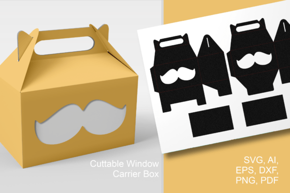 Mustache 1 Gable Window Box: 3D SVG for Father's Day