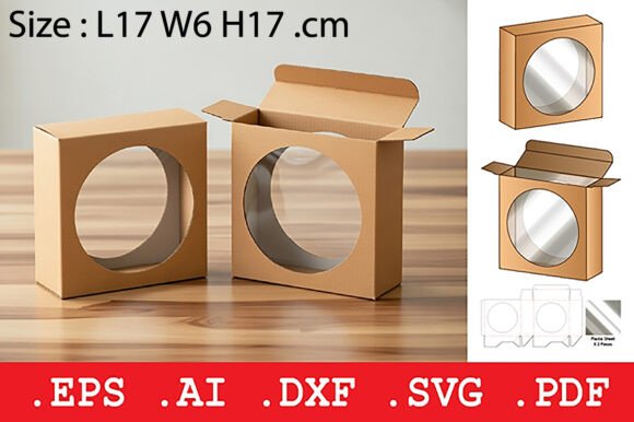 Rectangular Box with Circular Window 3D SVG Objects