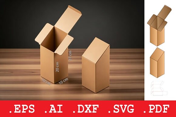 Slanted Top Folding Cardboard Box 3D SVG Objects