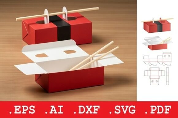 Takeout Chopstick Carry Box: A 3D SVG Design for Modern Food Packaging
