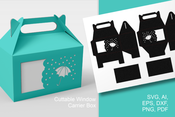 Umbrella Baby Shower Wide Window Box SVG: 3D Objects